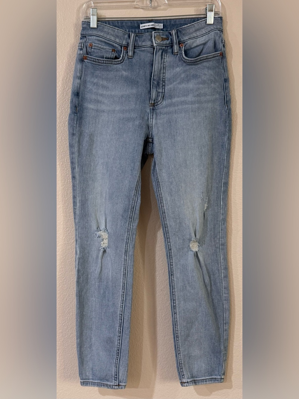 Elizabeth and James High Rise Skinny Ankle Jeans Distressed Light Wash 8/29